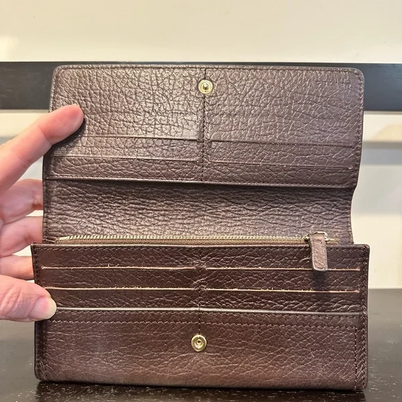 Celine Companion Triumph Vintage Brown Embossed Leather Wallet - Picture 11 of 14